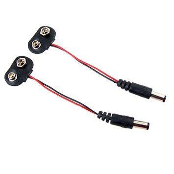 Pack of 2 -  High Quality 9V Battery buckle 10cm Snap Cable to DC 9V Clip Male Line Battery Adapter For R3 DIY Jack Connector