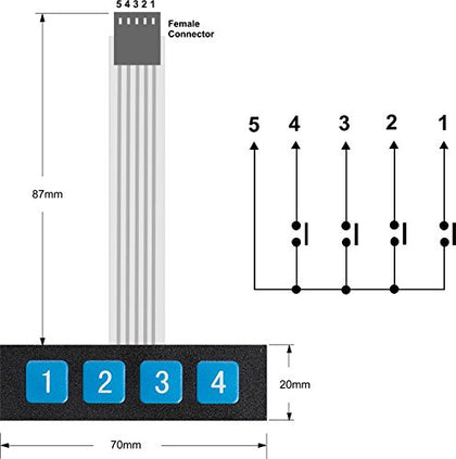 1×4 Key Matrix Membrane Switch Keypad