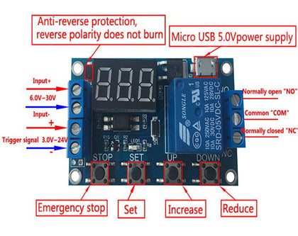 5V Delay Relay Board Digital Delay Timer Control Switch Relay Module with  LED Display