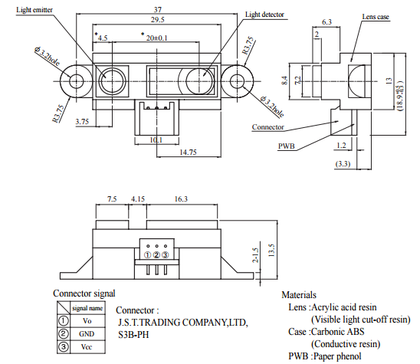 SHARP IR Distance Measuring Sensor Unit 10 ~ 80 cm With Cable